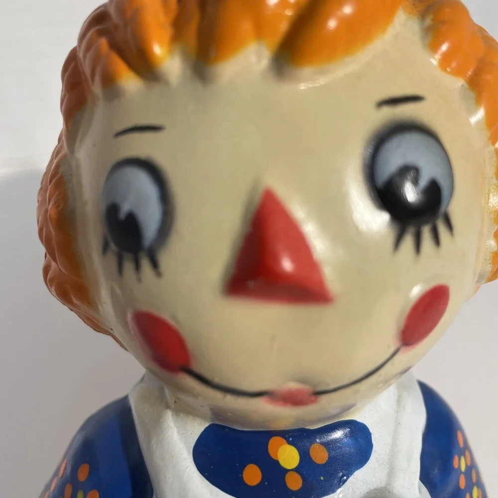 Vintage‎ Raggedy Ann Plastic Bank 1974 Bobb Merrill Co. With Stopper